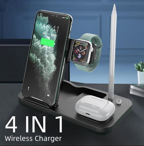 15W Fast Charge 4 In 1 QI Wireless Charger Dock Station For iPhone 11 12 Pro MAX Apple Watch Airpods Pro Charging Stand eprolo