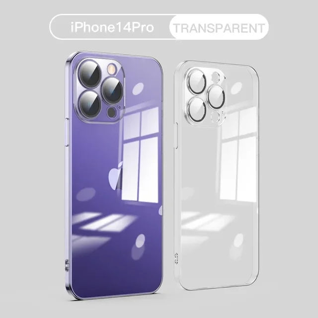 Electroplating TPU transparent phone case for iPhone 16, Apple 15 with lens film, 14 Pro anti drop protective cover, 13 eprolo