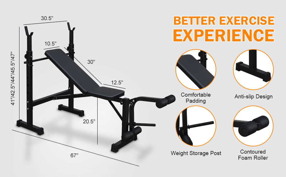 Olympic Weight Bench Bench Press Set with Squat Rack and Bench for Home Gym Full-Body Workout eprolo