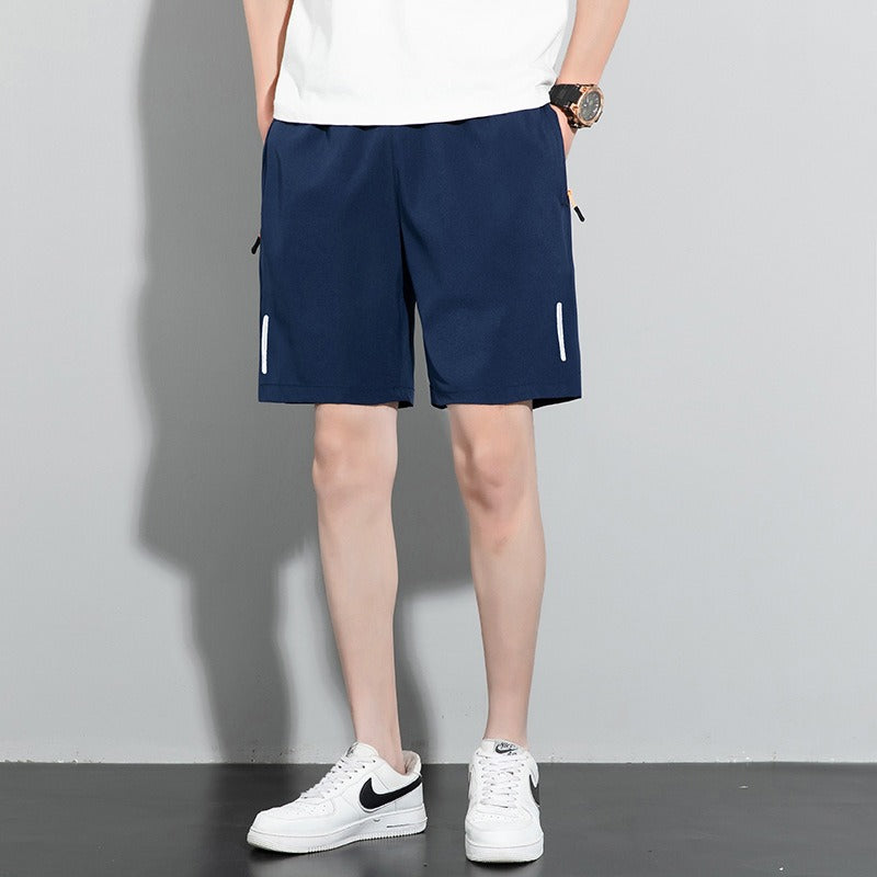 Shorts Mens New Quarter Pants Mens Solid Color Straight Tube Quick Drying Ice Silk Pants Korean Version Large Beach Pants eprolo