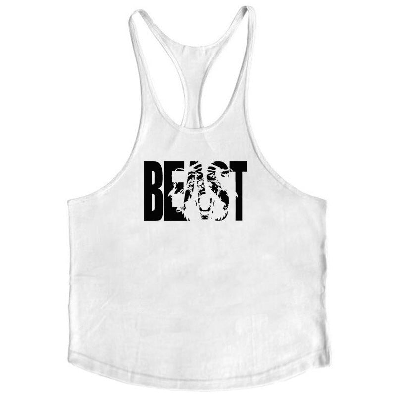 Letter printed men's fitness sports vest slim shoulder strap I-shaped vest cotton eprolo