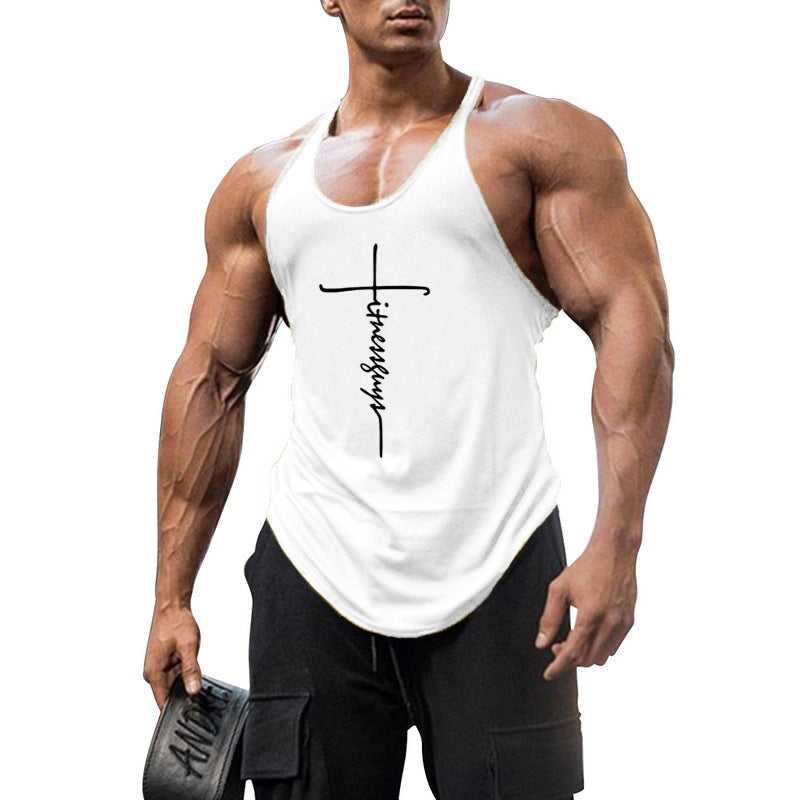 Pure cotton bodybuilding and fitness vest muscle men's sports deep digging 1cm thin shoulder strap sling eprolo