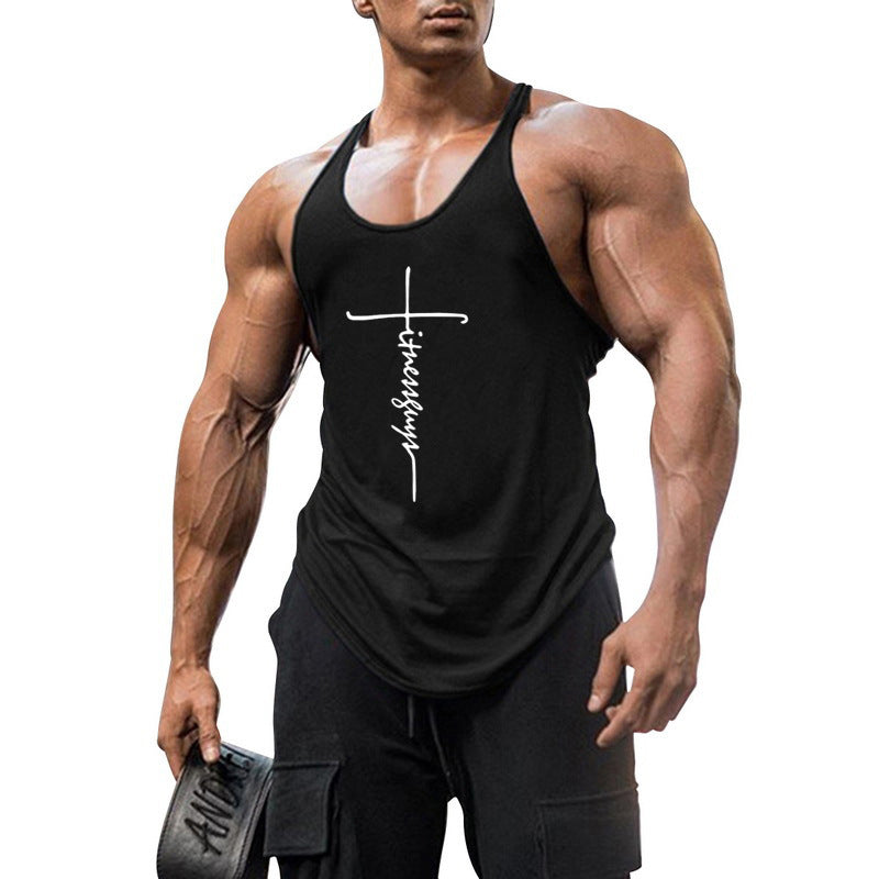 Pure cotton bodybuilding and fitness vest muscle men's sports deep digging 1cm thin shoulder strap sling eprolo