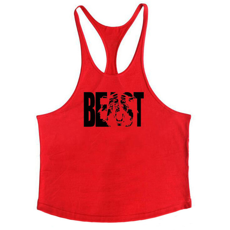 Letter printed men's fitness sports vest slim shoulder strap I-shaped vest cotton eprolo