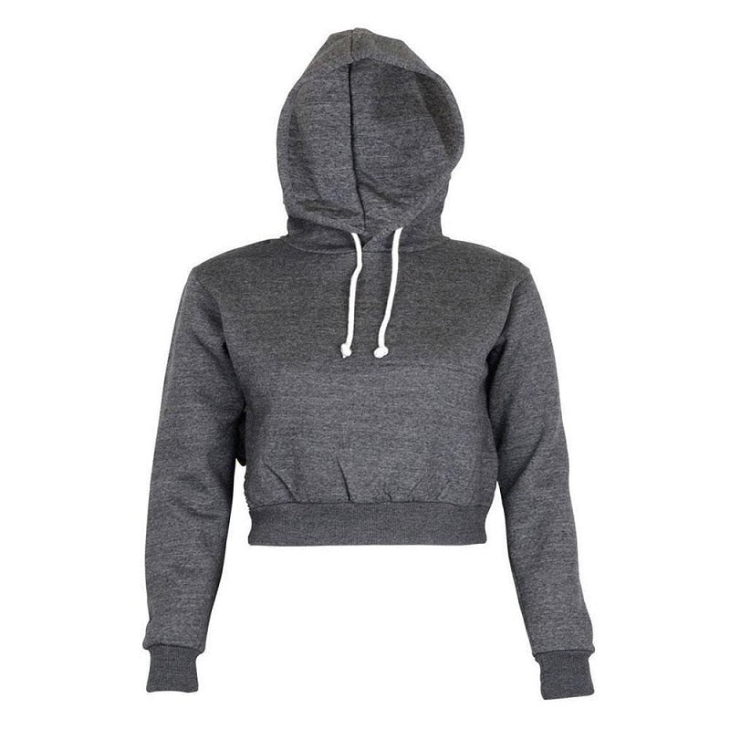 Autumn Women Hoodies Solid Crop Hoodie Long Sleeve Jumper Hooded Pullover Coat Casual Sweatshirt Top Sudaderas eprolo
