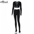 Casual Summer 2 Two Piece Set Women Pink Outfit Long Sleeve Crop Top Leggings Women Joggers Matching Sets Ladies Tracksuit eprolo