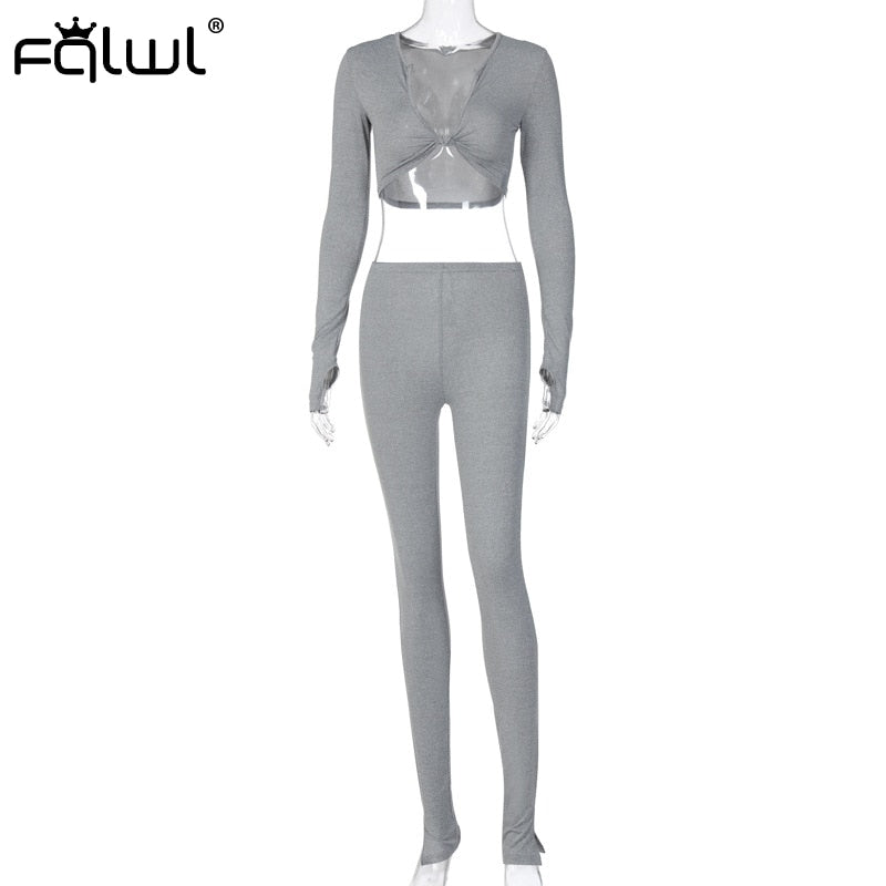 Casual Summer 2 Two Piece Set Women Pink Outfit Long Sleeve Crop Top Leggings Women Joggers Matching Sets Ladies Tracksuit eprolo