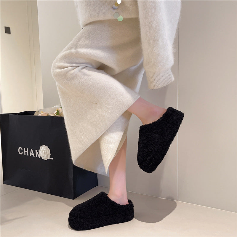 Flat bottomed velvet toe half slippers eprolo