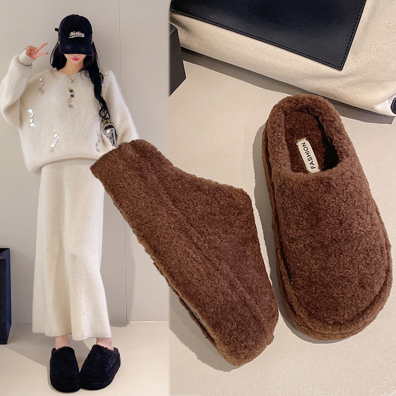 Flat bottomed velvet toe half slippers eprolo