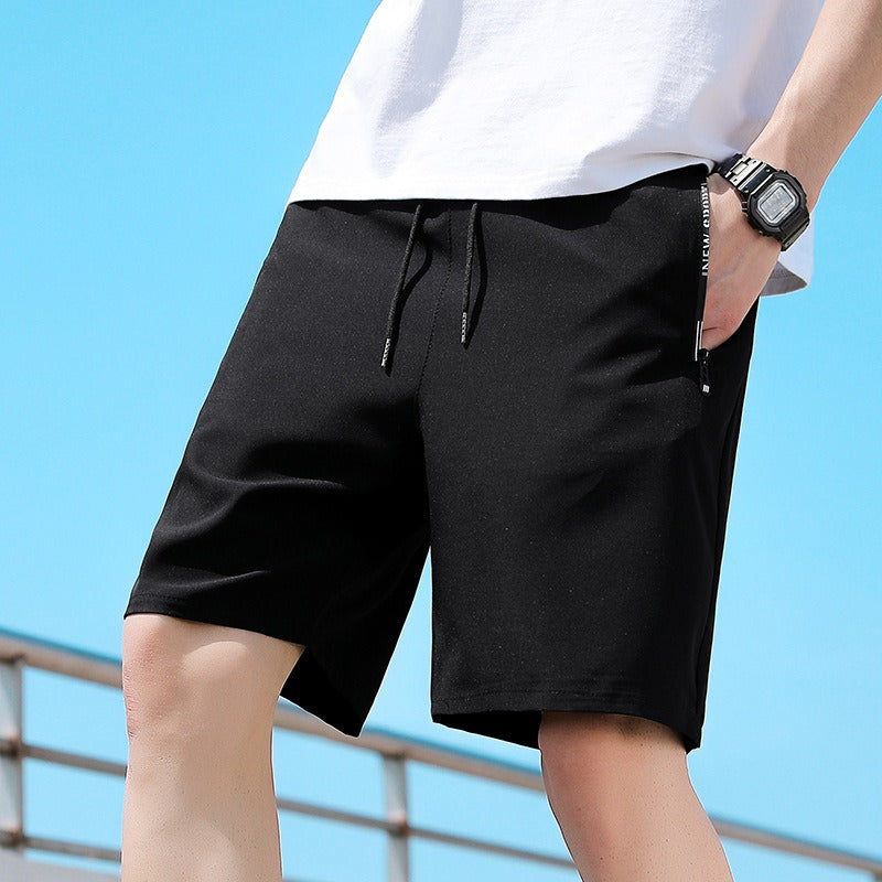 Shorts Mens New Quarter Pants Mens Solid Color Straight Tube Quick Drying Ice Silk Pants Korean Version Large Beach Pants eprolo