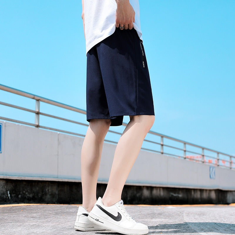 Shorts Mens New Quarter Pants Mens Solid Color Straight Tube Quick Drying Ice Silk Pants Korean Version Large Beach Pants eprolo