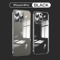 Electroplating TPU transparent phone case for iPhone 16, Apple 15 with lens film, 14 Pro anti drop protective cover, 13 eprolo