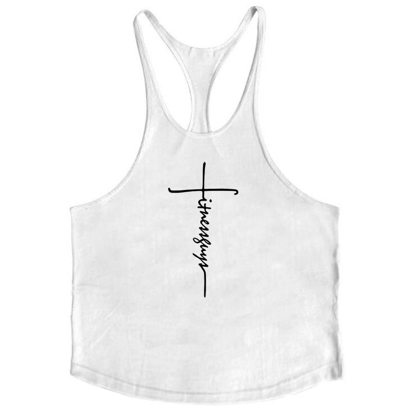 Pure cotton bodybuilding and fitness vest muscle men's sports deep digging 1cm thin shoulder strap sling eprolo
