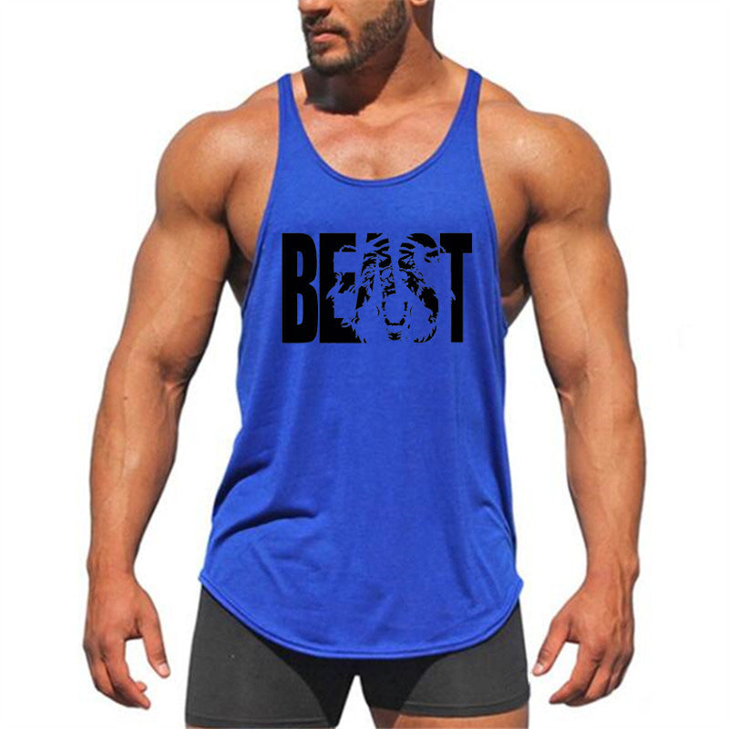 Letter printed men's fitness sports vest slim shoulder strap I-shaped vest cotton eprolo
