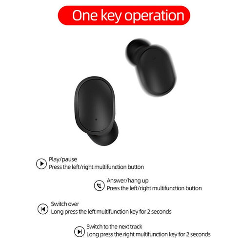 A6S Bluetooth Headsets For Redmi Airdots Wireless Earbuds 5.0 TWS Earphone Noise Cancelling Mic for Xiaomi iPhone Huawei Samsung eprolo