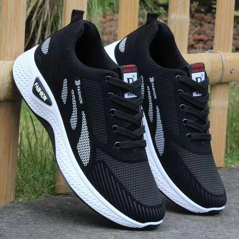 Men's shoes, trendy shoes, spring and summer waterproof and anti slip shoes, new casual shoes, soft soled running shoes, black mesh sports shoes for m eprolo