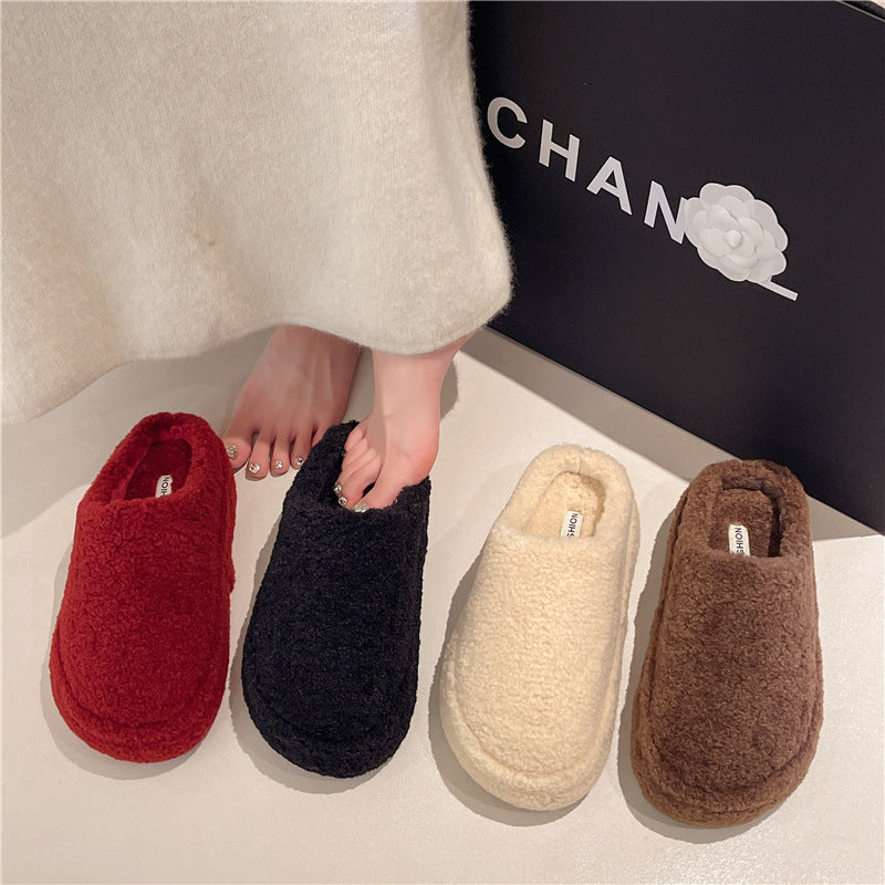 Flat bottomed velvet toe half slippers eprolo