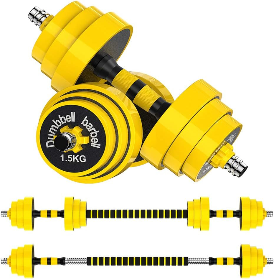Adjustable Dumbbell Barbell, Free Weights 2-In-1 Dumbbell Barbell Set, Non-Slip Hand Dumbbell for Home, Gym, Office (Barbell 55LB or 27.5LB Dumbbell Pair)