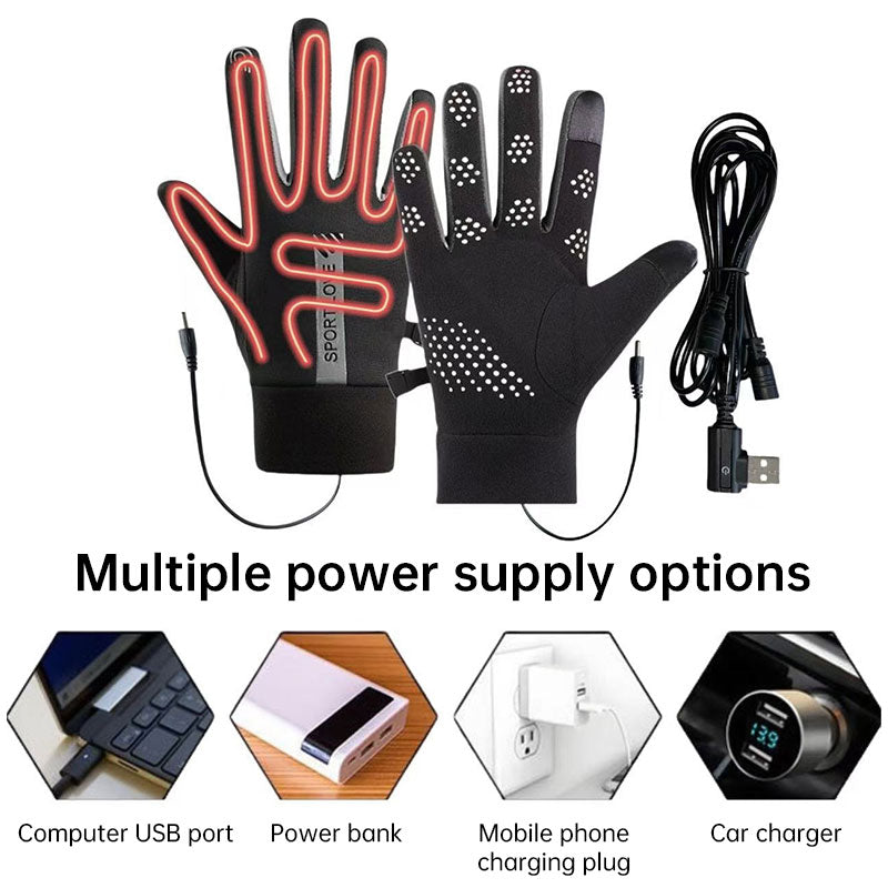 USB Rechargeable Heated Gloves with Adjustable Temperature, Anti-Slip & Touchscreen for Winter Sports eprolo
