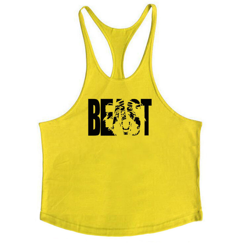 Letter printed men's fitness sports vest slim shoulder strap I-shaped vest cotton eprolo