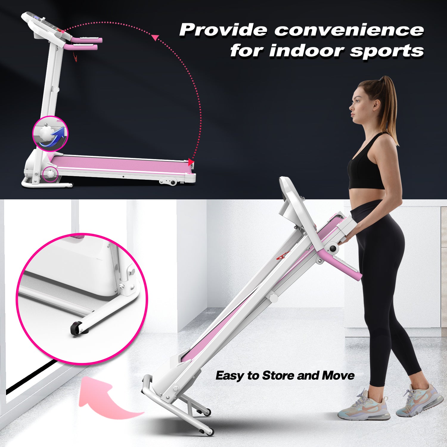 Foldable Treadmill 2.5HP Electric Folding Treadmill Running Walking Machine for Home Gym, Max 265 LBS Weight Capacity eprolo