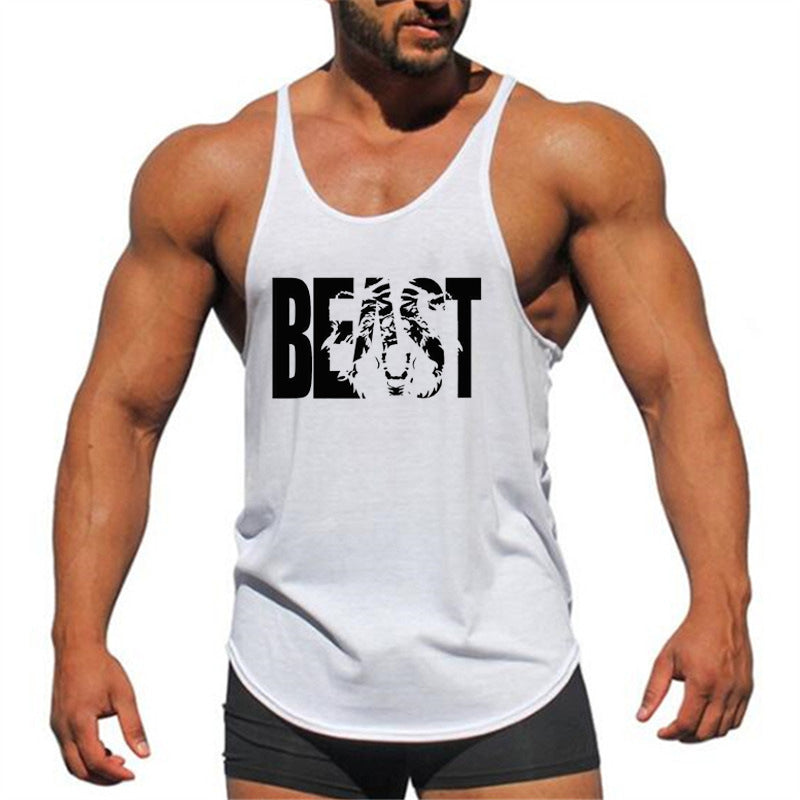 Letter printed men's fitness sports vest slim shoulder strap I-shaped vest cotton eprolo
