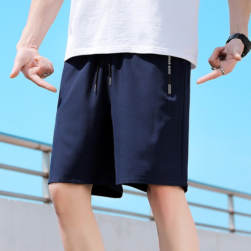 Shorts Mens New Quarter Pants Mens Solid Color Straight Tube Quick Drying Ice Silk Pants Korean Version Large Beach Pants eprolo