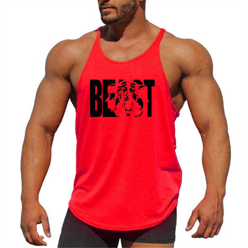 Letter printed men's fitness sports vest slim shoulder strap I-shaped vest cotton eprolo