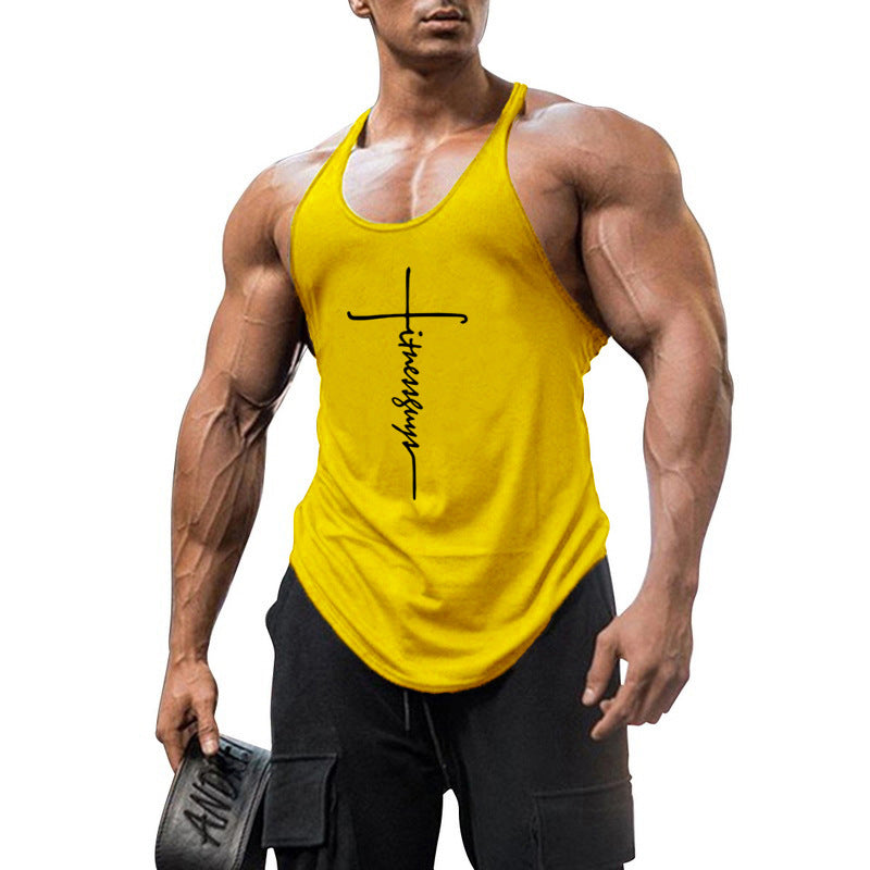 Pure cotton bodybuilding and fitness vest muscle men's sports deep digging 1cm thin shoulder strap sling eprolo