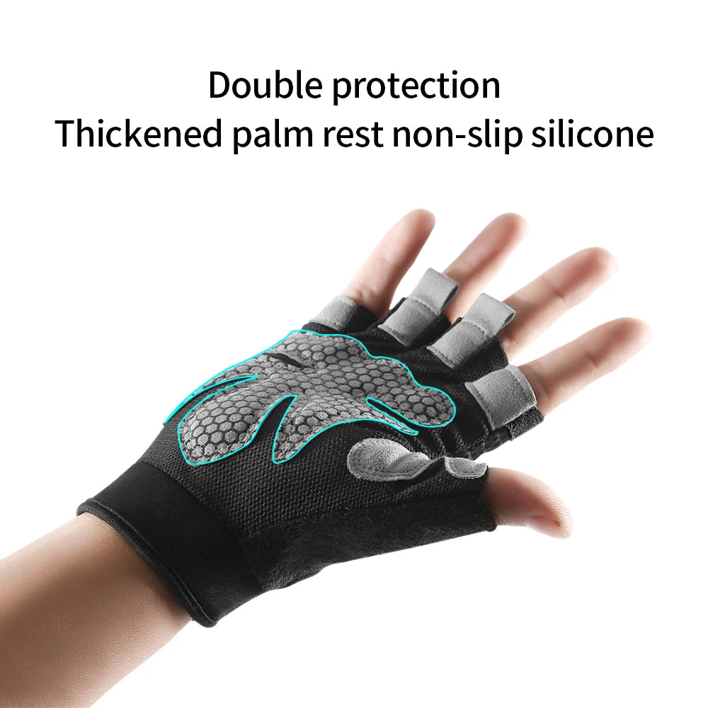 Outdoor sports fitness gloves anti slip and wear-resistant silicone half finger exposed riding gloves eprolo