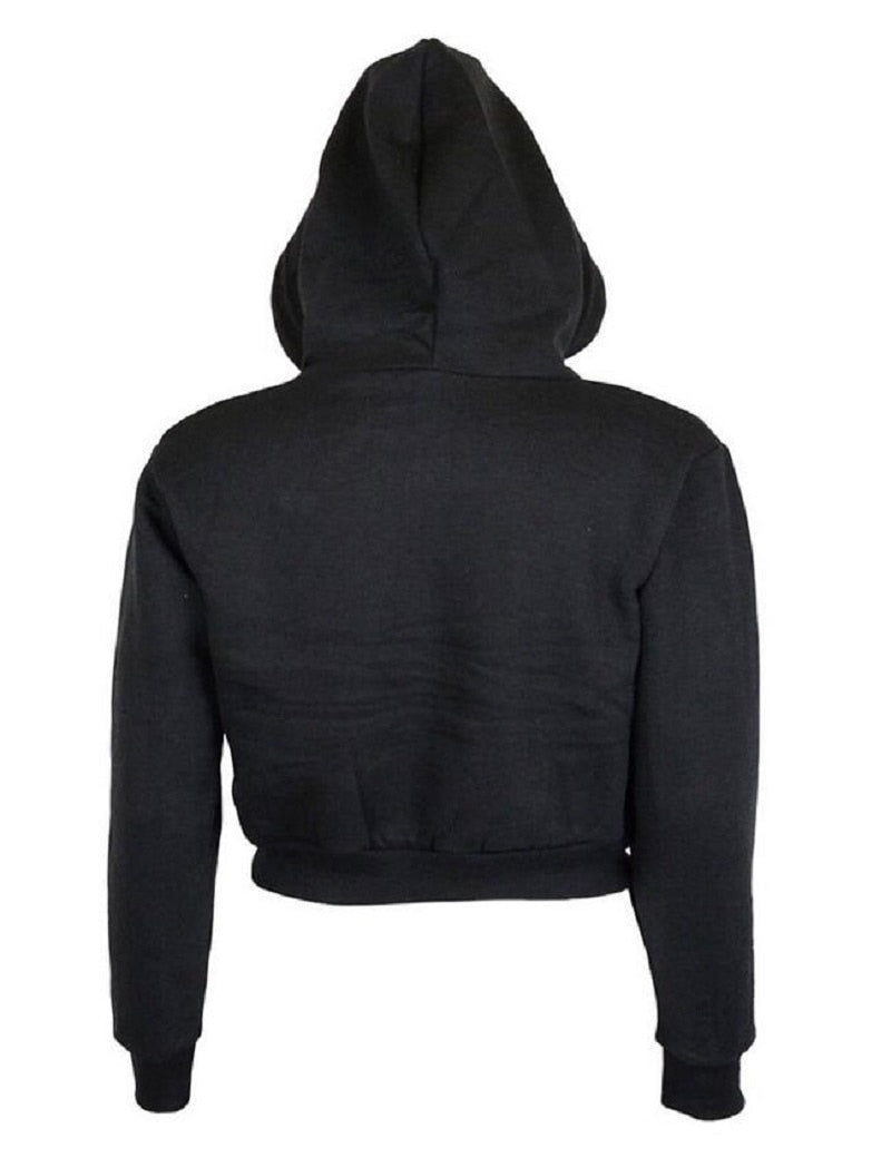 Autumn Women Hoodies Solid Crop Hoodie Long Sleeve Jumper Hooded Pullover Coat Casual Sweatshirt Top Sudaderas eprolo