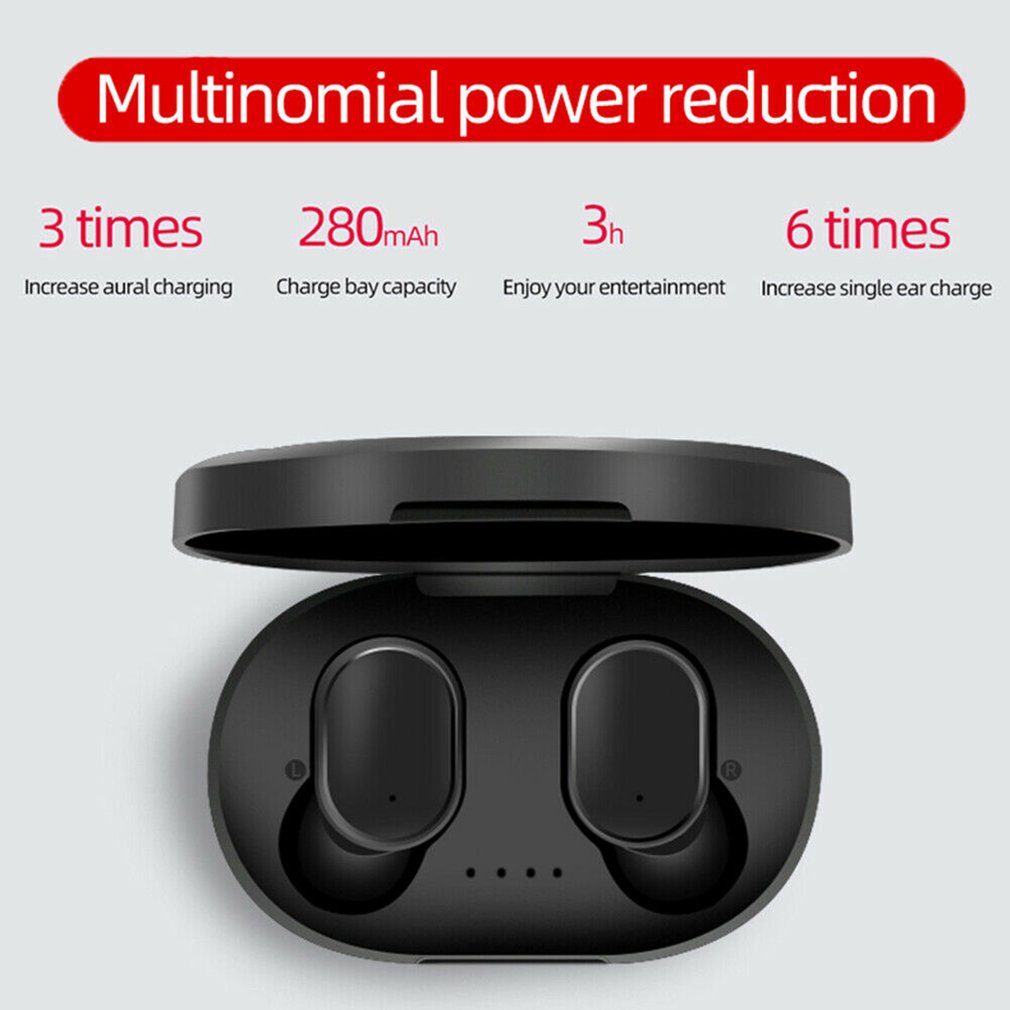 A6S Bluetooth Headsets For Redmi Airdots Wireless Earbuds 5.0 TWS Earphone Noise Cancelling Mic for Xiaomi iPhone Huawei Samsung eprolo