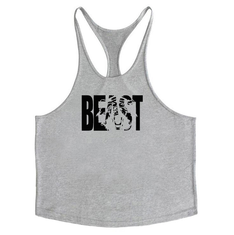 Letter printed men's fitness sports vest slim shoulder strap I-shaped vest cotton eprolo