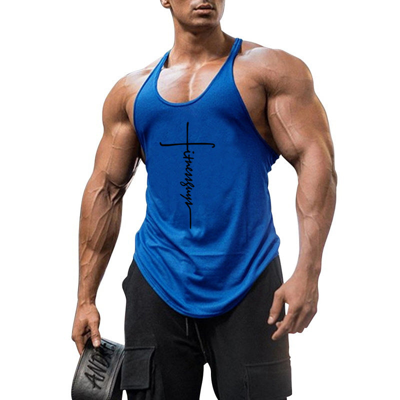 Pure cotton bodybuilding and fitness vest muscle men's sports deep digging 1cm thin shoulder strap sling eprolo
