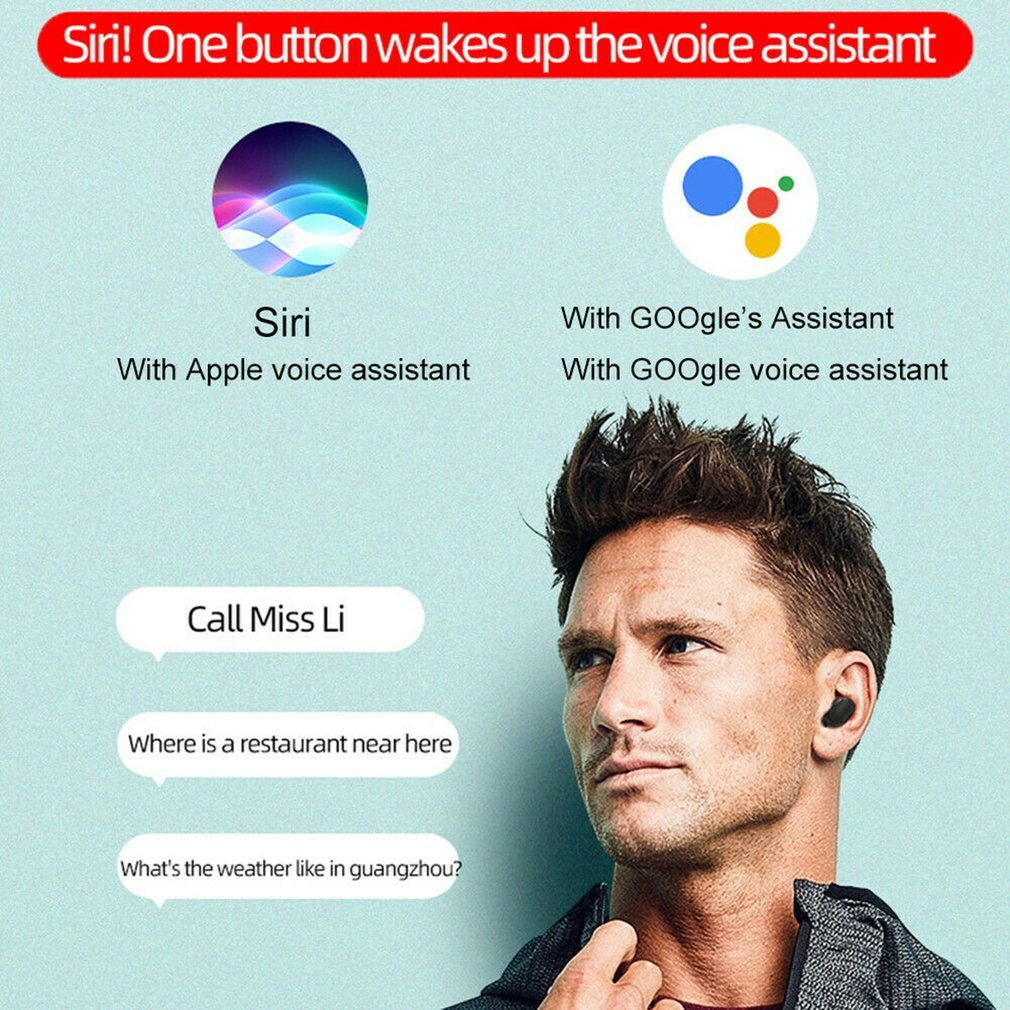 A6S Bluetooth Headsets For Redmi Airdots Wireless Earbuds 5.0 TWS Earphone Noise Cancelling Mic for Xiaomi iPhone Huawei Samsung eprolo