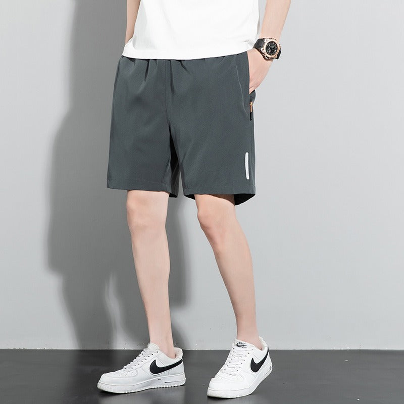 Shorts Mens New Quarter Pants Mens Solid Color Straight Tube Quick Drying Ice Silk Pants Korean Version Large Beach Pants eprolo