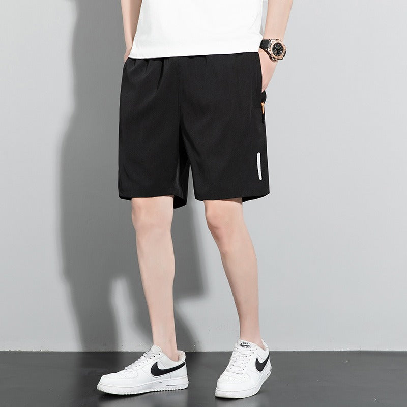 Shorts Mens New Quarter Pants Mens Solid Color Straight Tube Quick Drying Ice Silk Pants Korean Version Large Beach Pants eprolo