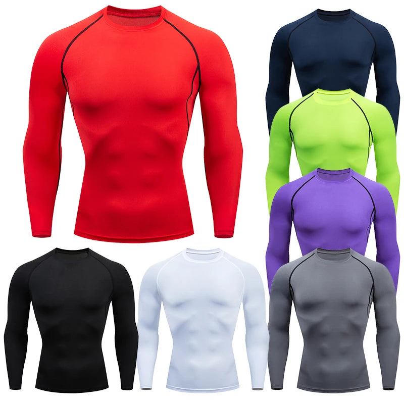 Men Compression Running T Shirt Fitness Tight Long Sleeve Sport tshirt Training Jogging Shirts Gym Sportswear Quick Dry rashgard eprolo