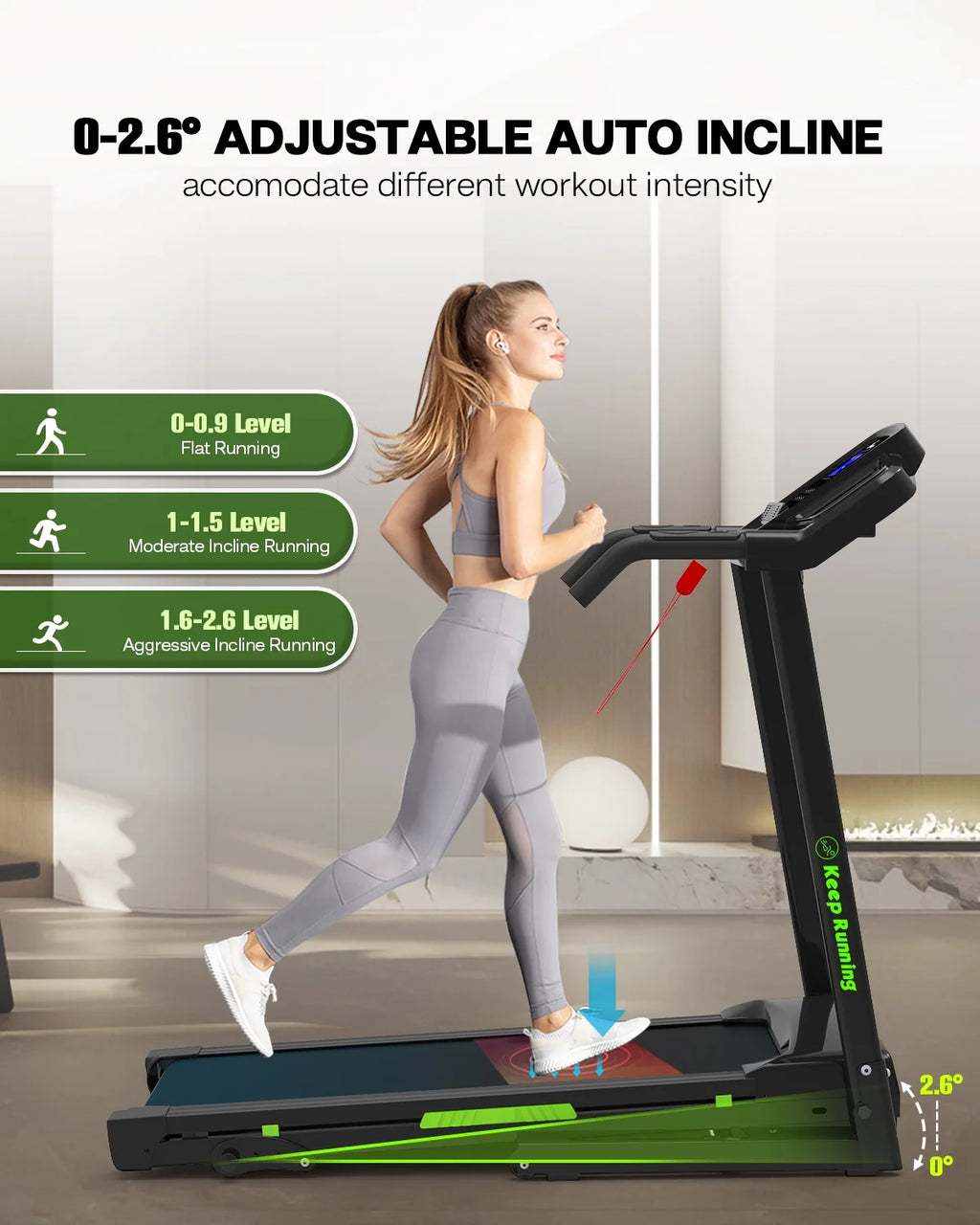 Folding Treadmill with Incline, 3.5HP Home Gym Fitness Workout Jogging Walking 330 LBS Capacity