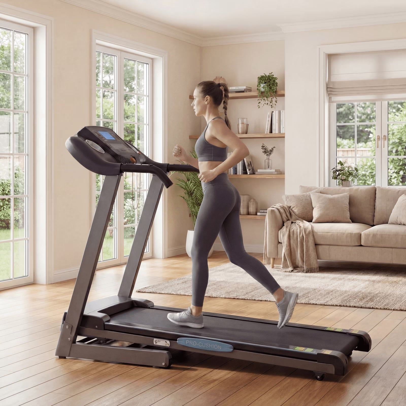 12Level Treadmill Auto Incline 2.5HP Folding Treadmill for Home with LCD Monitor 220Lbs 8.5 Mph Speed Range